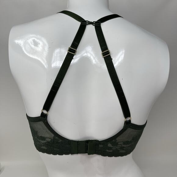 Natori Convertible Bra 32DD Green Lace Cherry Blossom Plunge Underwire MSRP $76 - Picture 10 of 13